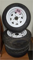 SET OF 4 SURE TRAIL ST TRAILER TIRES AND RIMS