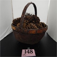 LARGE BASKET OF PINECONES 15 IN
