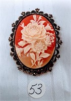 cameo flower pin
