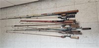 fishing rod group steel/graphite rods vintage