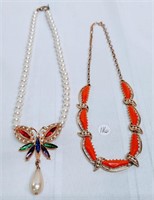 butterfly necklace & orange necklace
