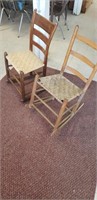 2 early ladder back rocking chairs