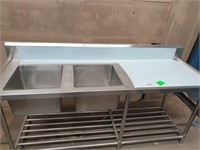 2100x670 stainless bench inc double bowl sink