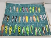 Panel of 34 Vintage Spoon Fishing Lures