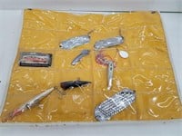 Panel of 9 vintage fishing lures
