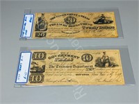 Gov't of Texas bank notes- 10 dollar & 20 dollar