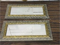 2 wood framed mirrors