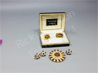 Sherman tiger eye cuff-links, rhinestone jewellry