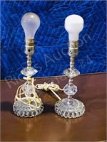 pair of vintage glass & silver accent table lamp