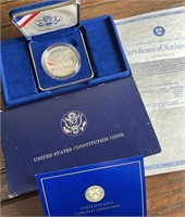 1987 Constitution Silver in Box w COA