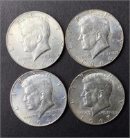 (4) 40% Silver Kennedy Half Dollar Coins
