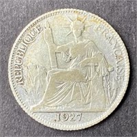 1927 French Indo-China Silver 20 Cent