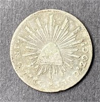 1856 Mexico Silver 1 Real Coin