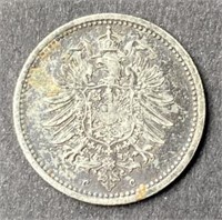 1875-C German Silver 50 Pfennig Coin