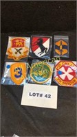 Six vintage military patches