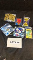 Five vintage military patches  and three tabs