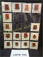 Fifteen military pins