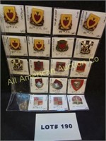 Eighteen military pins