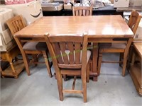 Wooden Pub Style Table w/ Butterfly Leaf&4 Chairs