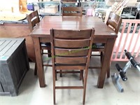 Wooden Pub Table w/ 4 Chairs