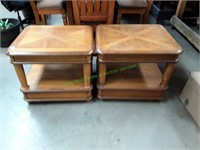 23"x27"x23" Wooden Side Table w/ Bottom Drawer