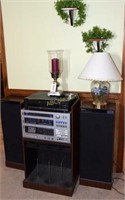 Stereo Unit & Speakers w/lamp; candlestickw/shde