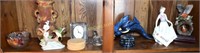 Shelf Lot w/clock & Figurines