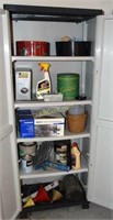 2 Door Cabinet w/contents shelf unit w/ contents;