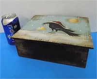 Antique Painted Box Wood Crow