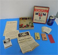 1936 Antique Monopoly Game Missing Board