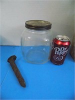 Antique Jar & Railroad Spike