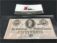 1864 Confederate 50 Cent Note -Uncirculated