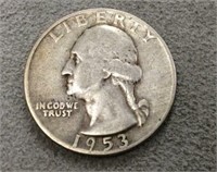 1953D Silver Washington Quarter