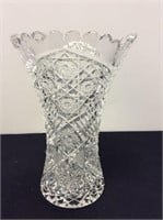 Stunning Vintage Cut Glass Vase, 8" tall