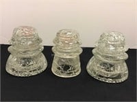 Three Vintage Crackle Glass Insulators