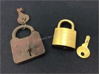 Two Vintage Padlocks with Keys
