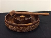 Wood Nut Bowl with Cracking Mallet