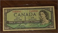 1954 CANADIAN $1.00 DOLLAR NOTE K/F5252641