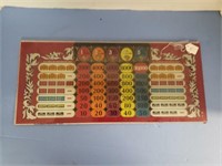 VINTAGE SLOT MACHINE PAY CHART GLASS