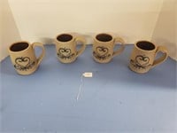 BLUE STONEWARE CUP SET OF 4 MAPLE CITY POTTERY
