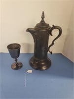 WINE FLASK AND GOBLET PEWTER