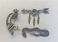 Southwestern Style Pins Sterling