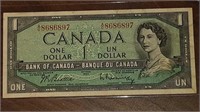1954 CANADIAN $1.00 DOLLAR NOTE A/O8686897