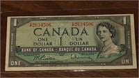 1954 CANADIAN $1.00 DOLLAR NOTE C/P2634506
