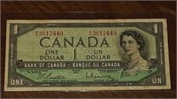 1954 CANADIAN $1.00 DOLLAR NOTE K/O3612449