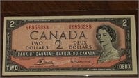 1954 CANADIAN $2.00 DOLLAR NOTE H/G8656988