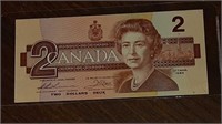 1974 CANADIAN $2.00 BIRD DOLLAR NOTE EGH7312746