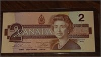 1974 CANADIAN $2.00 BIRD DOLLAR NOTE EGF1885120