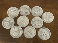 10 Silver Washington Quarters