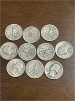 10 Silver Washington Quarters